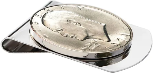 Vista 2 de US 1971 Eisenhower Dollar BU Uncirculated Coin Stainless Steel Large Money Clip NEW - Wide Design