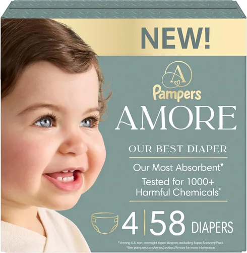 Vista 25 de Pampers Amore, tamaño 0 (hasta 10 libras), 76 unidades, nuestro mejor pañal, hipoalergénico y sin fragancia, hasta 100% a prueba de fugas, suave