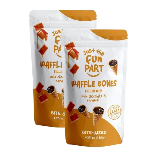 Vista 8 de Just The Fun Part Mini conos de gofre crujiente de tamaño bocado Rellenos con chocolate belga premium Excelentes para bocadillos, postres