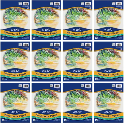 Vista 9 de UCreate Papel de acuarela, blanco, paquete, 140 lb., 9" x 12", 50 hojas
