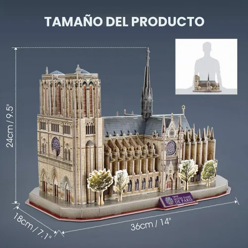 Vista 3 de CubicFun Rompecabezas 3D para niños de 8 a 10 años - Notre Dame de Paris Marrón
