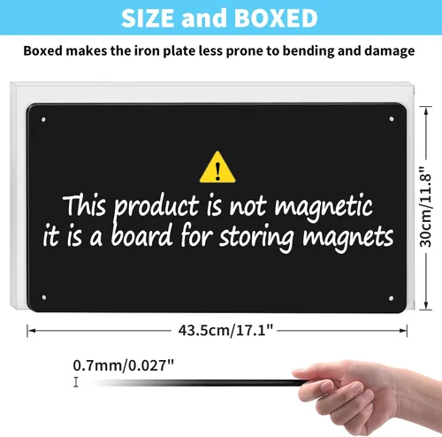 Vista 2 de Tablero magnético de metal negro de 17.7 x 11.8 pulgadas, tablero de anuncios magnético para mostrar letras magnéticas, números de animales, poesía