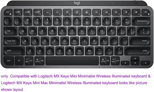Vista 2 de Funda de silicona para teclado de escritorio ultra fina, compatible con teclas Logitech MX Mini Minimalista y MX Keys Mini para Mac Teclado Negro