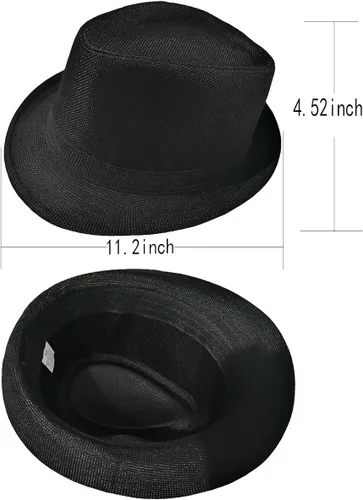 Vista 2 de Accesorios de los años 20 para hombre, sombrero de gángster, accesorio de disfraz, tirantes en Y y pajarita preatada, conjunto de los años 20, Negro