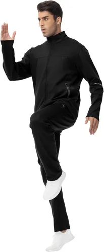 Vista 3 de YSENTO - Chándal para hombre, 2 piezas, chaqueta y pantalones, cremallera completa