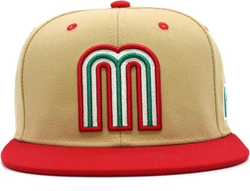 Vista 12 de Gorra acrílica de béisbol de México con diseño de bandera 3D M Flat Bill México Todo negro