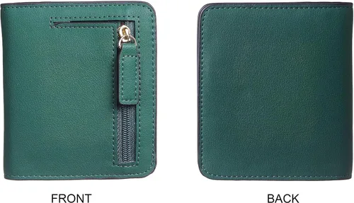 Vista 5 de Gostwo - Cartera compacta de piel genuina de lujo para mujer con bloqueo de RFID y ventana de identificación
