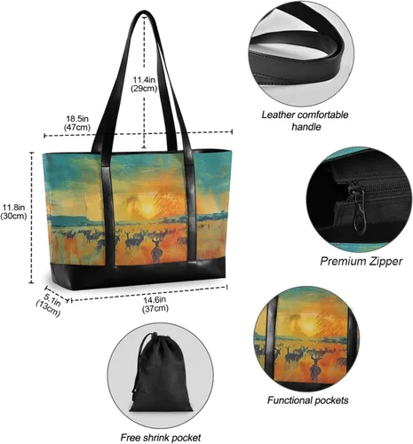 Vista 6 de Sunset Deers - Bolsas para computadora con clase con cremallera para universidad con pañal maletín ejecutivo para mujer