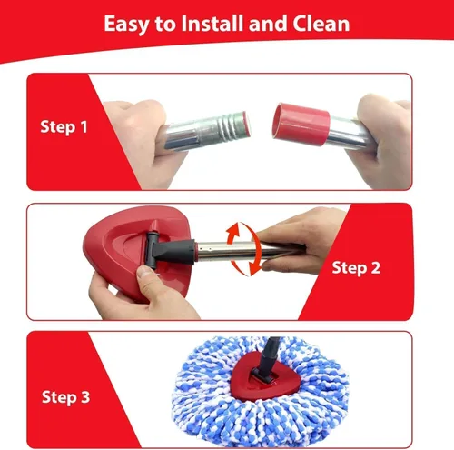 Vista 3 de Cabezal de repuesto para mopa giratoria pequeña compatible con O-Cedar RinseClean 2 tanques, base de mango de cabezal de repuesto para trapeador, 2