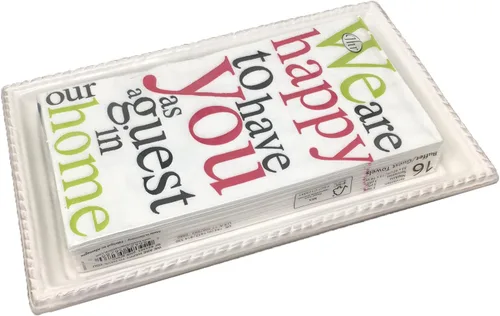 Vista 2 de Ideal Home Range Juego de 2 servilletas de papel de 3 capas Happy To Have You, 16 unidades, color dorado y plateado