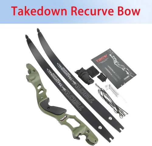 Vista 3 de Arco recurvo ILF de 62 pulgadas 25-65Lbs Metal Riser Competition Recurve Verde oliva