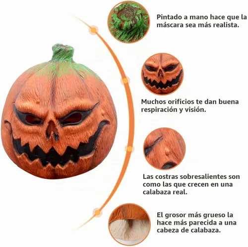 Vista 5 de Máscara de calabaza CreepyParty, disfraz para fiesta de Halloween