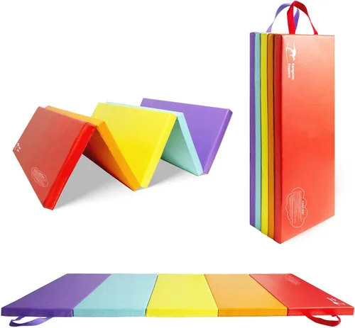 Vista 10 de Kangaroo Hoppers Gymnastics Tumbling Mats for Kids, Foldable Gym Mat with Carrying Handles for Home Activity Play