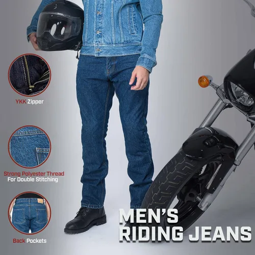 Vista 5 de WICKED STOCK Pantalones de motociclismo para hombre con protección CE LEVEL2 - Azul oscuro