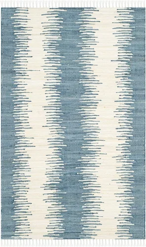 Vista 2 de Alfombra de algodón tejido a mano, color azul. Colección Montauk MTK751A, de Safavieh, Algodón, Azul