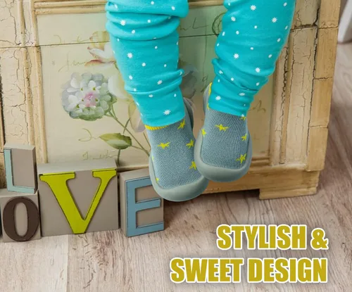 Vista 6 de Zapatos de bebé para niños y niñas, zapatos de primera caminata, antideslizantes, suela suave, zapatos de calcetín para bebés
