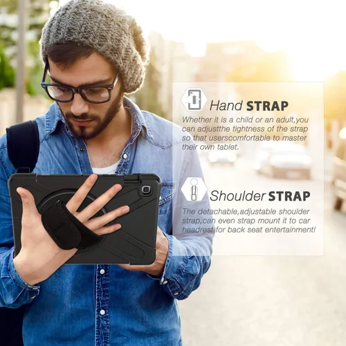 Vista 6 de BRAECN Funda para Samsung Galaxy Tab S5e de 10.5 pulgadas 2019, resistente a prueba de golpes con soporte giratorio 360/correa de mano y correa
