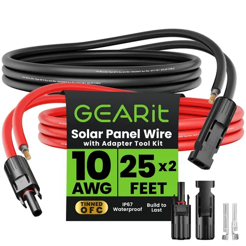 Vista 13 de GEARit - Cable de extensión de panel solar MC4 a MC4 de 10 AWG de 50 pies cada uno (100 pies en total), cable fotovoltaico de cobre estañado, par