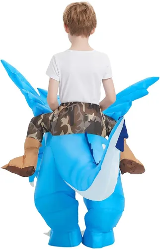 Vista 6 de GOOSH Disfraz inflable de dinosaurio para niños, disfraces de Halloween para niños y niñas, divertido disfraz inflable para fiesta de Halloween
