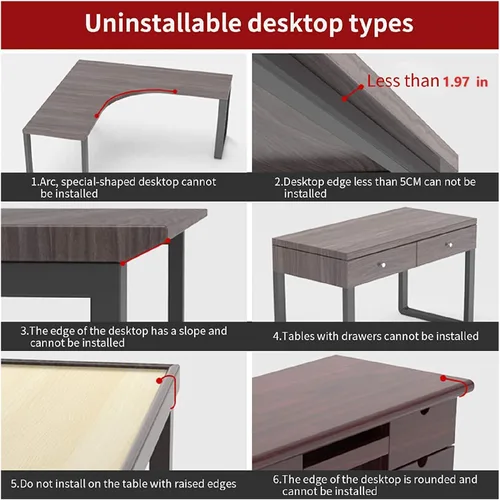 Vista 4 de Extensor de escritorio de 21.65 x 9.45 pulgadas, soporte de brazo plegable ergonómico para mesa de computadora, bandeja de teclado para mesa