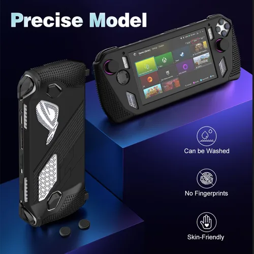 Vista 4 de Funda protectora para Rog Ally Stand, protector de accesorios de silicona, cubierta suave con 2 pares de tapas de agarre para el pulgar, soporte