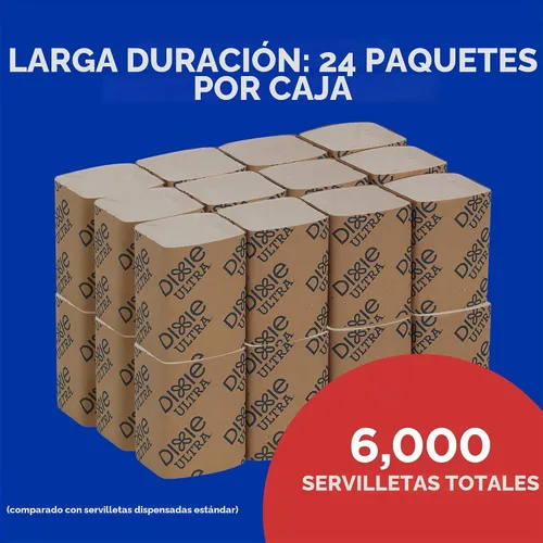 Vista 2 de Servilletas de 2 capas Dixie Ultra Interfold de recambio para dispensador de servilletas, Marrón, 6000