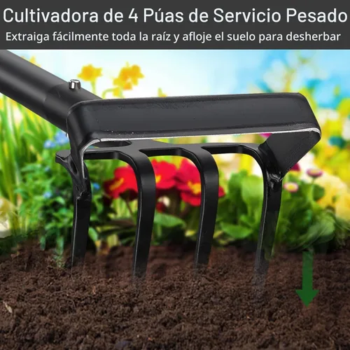 Vista 2 de Azada de estribo y cultivador para jardín resistente, azada de deshierbe de acción oscilatoria con aro, herramientas de mano de jardinería