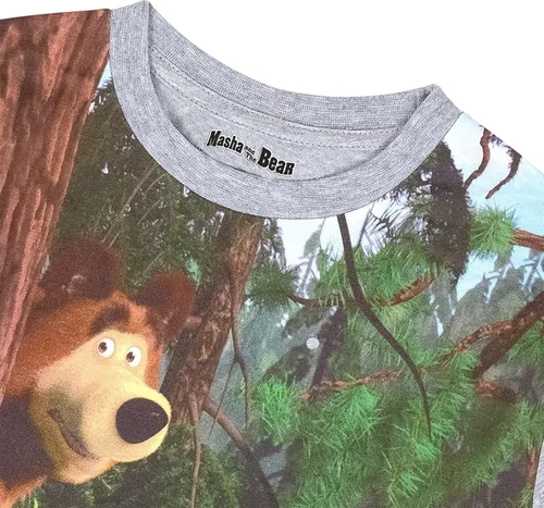 Vista 2 de Masha and the Bear - Camiseta con diseño de oso con texto "Oso escondido detrás del árbol", lavable a máquina