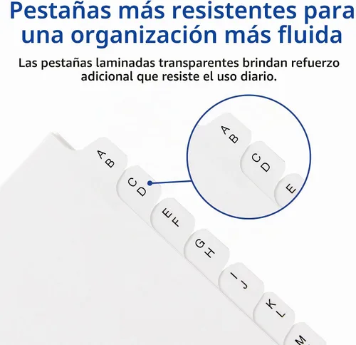Vista 3 de Avery Mini Preprinted separadores con pestañas, 5,5 x 8.5-pulgadas, 12-tab A-Z Set (11313), Blanco