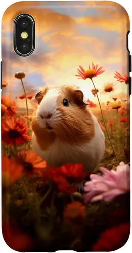 Vista 5 de Carcasa para iPhone 16 con diseño de conejillos de indias y flores para amantes de mascotas exóticas
