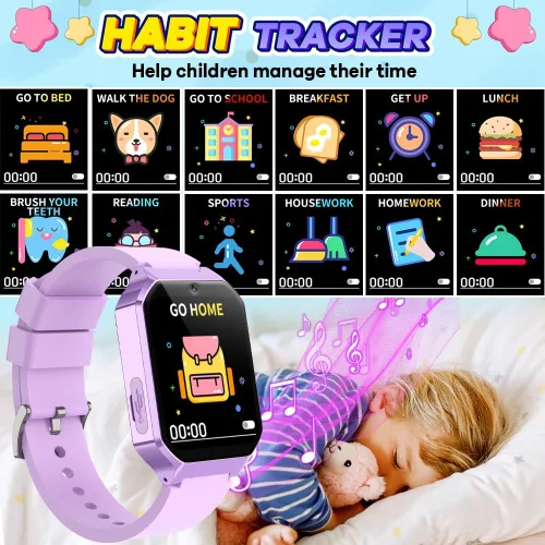 Vista 6 de Reloj inteligente para niños de 6 a 12 años, juguetes con 26 juegos, reproductor de música, pantalla táctil HD de 1.69 pulgadas, cámara de video