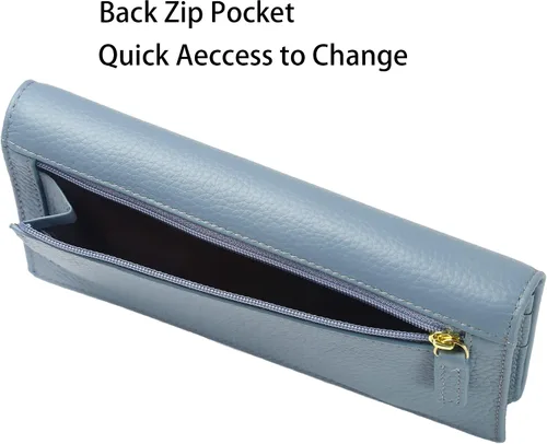 Vista 6 de Lavemi Carteras de cuero ultrafinas con bloqueo RFID para tarjetas de crédito plegables para mujeres