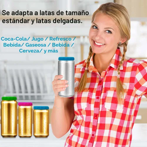 Vista 3 de 6 unidades de tapas de lata de silicona para refrescos, tapas de lata de silicona reutilizables y libres de BPA para bebidas, protector y tapón