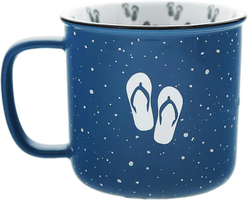 Vista 3 de Pavilion Gift Company - Taza de cerámica de 18 onzas, color azul con acabado moteado, taza de café duradera de pared gruesa estilo campamento, taza