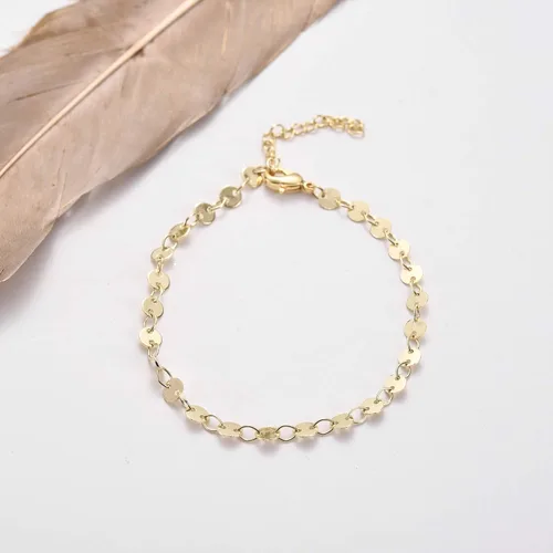 Vista 6 de DeScount - Pulsera de cadena de elegante oro para mujer, pulseras de cadena individual o en capas, con eslabón de dije de corazón, karma, triángulo