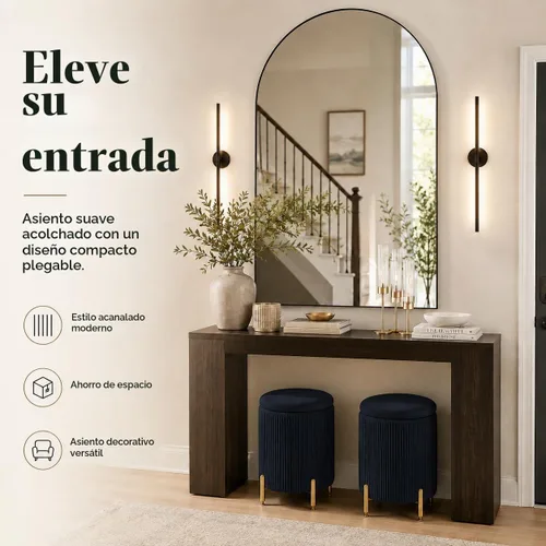 Vista 5 de Otomana de almacenamiento con patas de metal,Asiento tapizado de terciopelo Negro