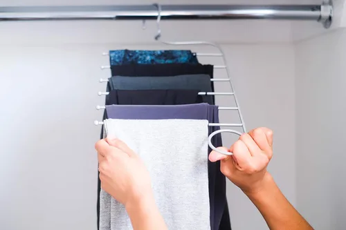 Vista 6 de Jokari Percha para pantalones para leggings y pantalones de yoga Organizador de armario para ahorrar espacio para almacenamiento de ropa organizador