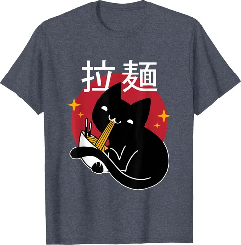 Vista 31 de Camiseta japonesa Ramen Noodle Cat, Negro
