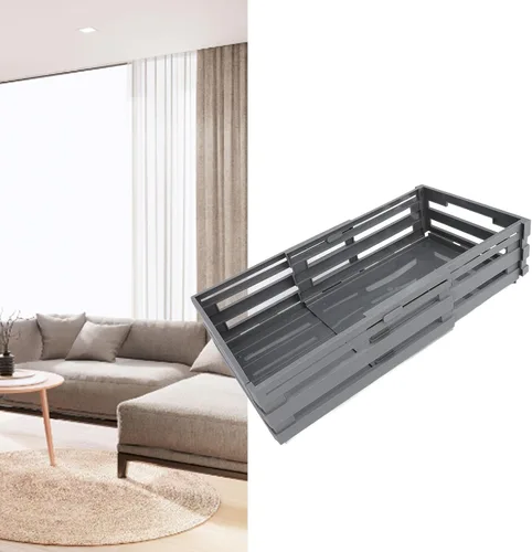 Vista 3 de Yinhing Retractable Storage Box Bin Organizer Expandable 30.5-51.5cm PP Material for Bedroom Office Camping Car Trunk Organization (Grey)
