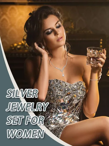 Vista 5 de Henoyso Juego de 5 piezas de joyería de diamantes de imitación con diamantes de imitación, bolso de mano para novia, graduación, collar, aretes