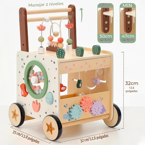 Vista 6 de PairPear Andador de madera para bebés, Montessori Push Walker para bebés