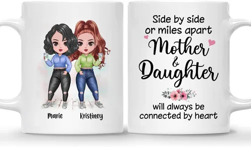 Vista 10 de Gossby Taza personalizada para madre y 1 hija, como madre como hija, regalos para madre, mejores tazas de café para madre, taza personalizada