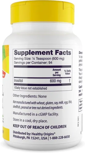 Vista 2 de Healthy Origins Inositol en polvo, 2.00 oz - para la salud de la piel, el cabello y las uñas - Suplemento de vitamina B8 en polvo - Parte