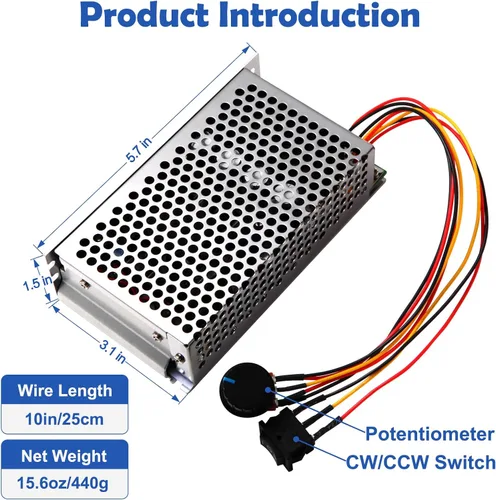 Vista 7 de Controlador de Velocidad de Motor DC PWM de Grado Industrial, DC 10V-50V / Nominal 60A / Máx 100A Controlador de Motor de Escobillas DC de Grado