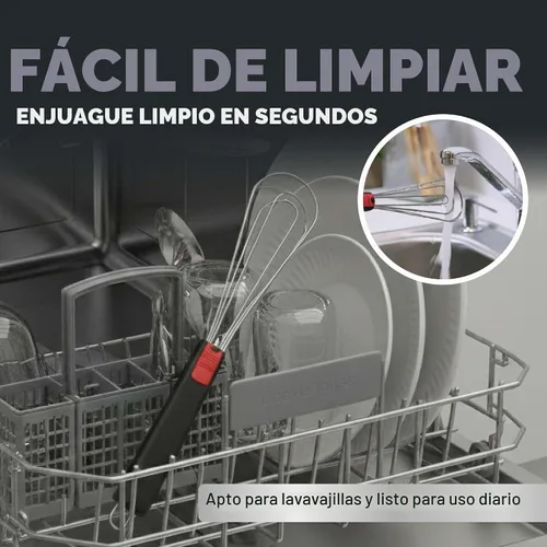 Vista 6 de Batidor plano y pinzas para cocinar: herramienta de cocina multiusos para batir huevos, pinzas para ensalada, barbacoa, batidor para cocinar Negro