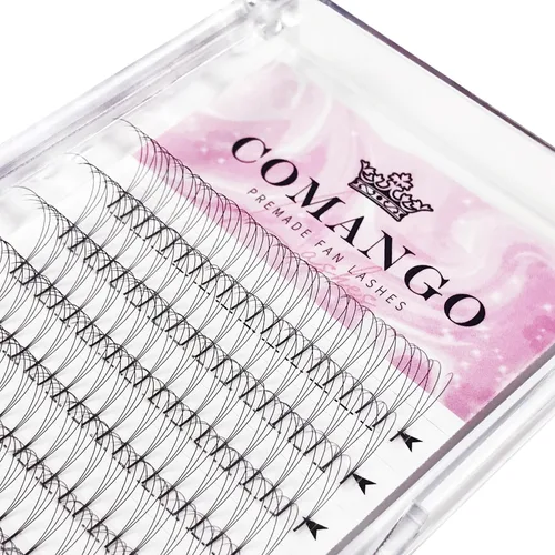 Vista 73 de Extensiones de pestañas de volumen prefabricadas 10D, 0.003 in de grosor, rizo C/D, 0.472 in, tallo corto, extensiones de pestañas de volumen