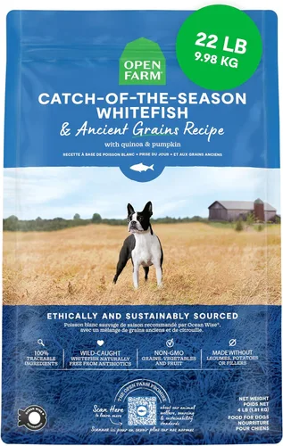 Vista 19 de Open Farm - Alimento seco para perros con cerdo y granos ancestrales, receta de cerdo criado de forma humanitaria con granos sanos, sin saborizantes