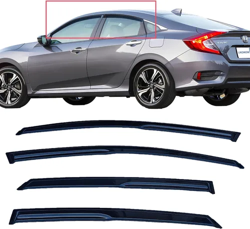 Vista 15 de Viseras adhesivas para ventana, protectores de lluvia compatibles con Toyota Rav4 2006-2012, deflector de ventana de ventilación lateral, protección
