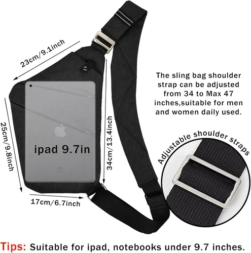 Vista 4 de VADOO Sling Bag - Anti-theft Crossbody Shoulder Bag for Men and Women