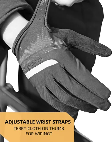 Vista 4 de ROCKBROS Guantes de bicicleta de montaña para hombre, antideslizantes, transpirables, guantes de ciclismo de dedo completo para deportes al aire